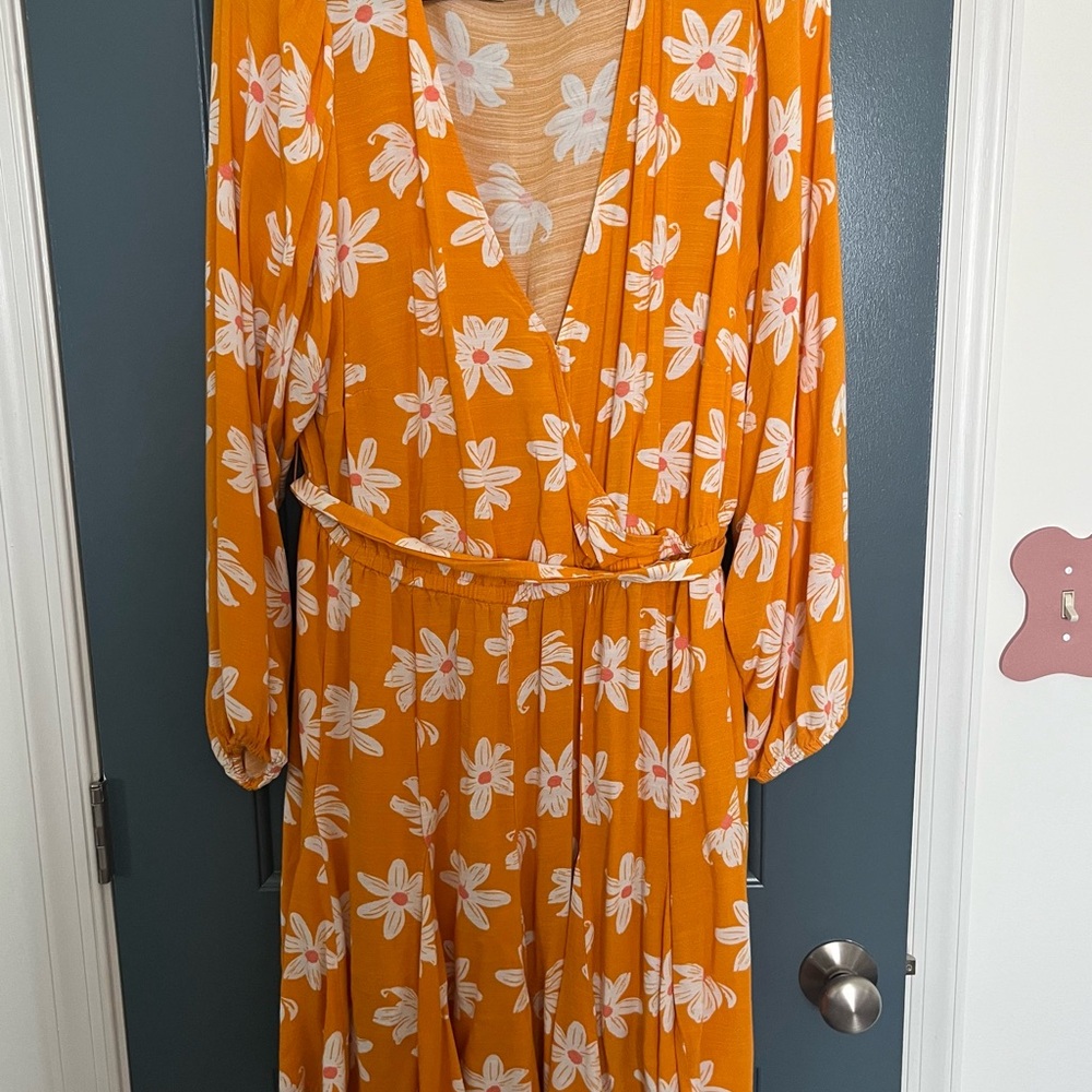 Ava & Viv Floral Long Sleeve Faux Wrap Mini Dress 2x